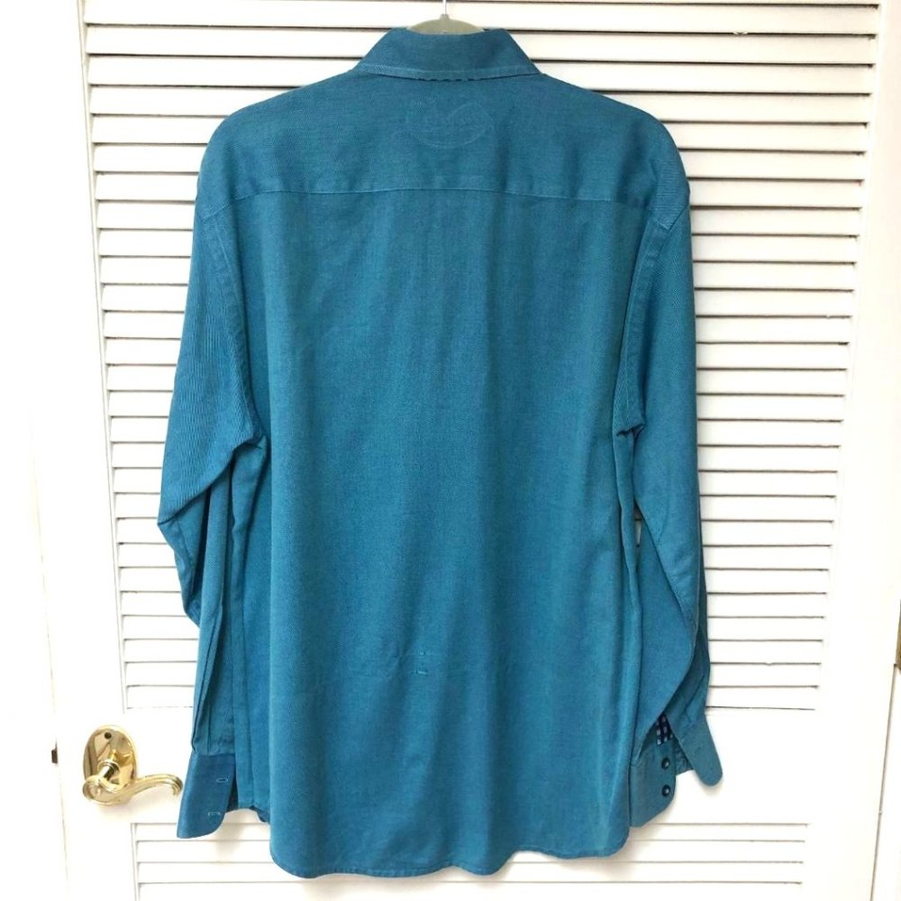 Robert Graham Solid Teal Button Down Shirt Men's … - image 6